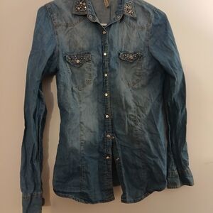 Stradivarius Light Blue Denim Top